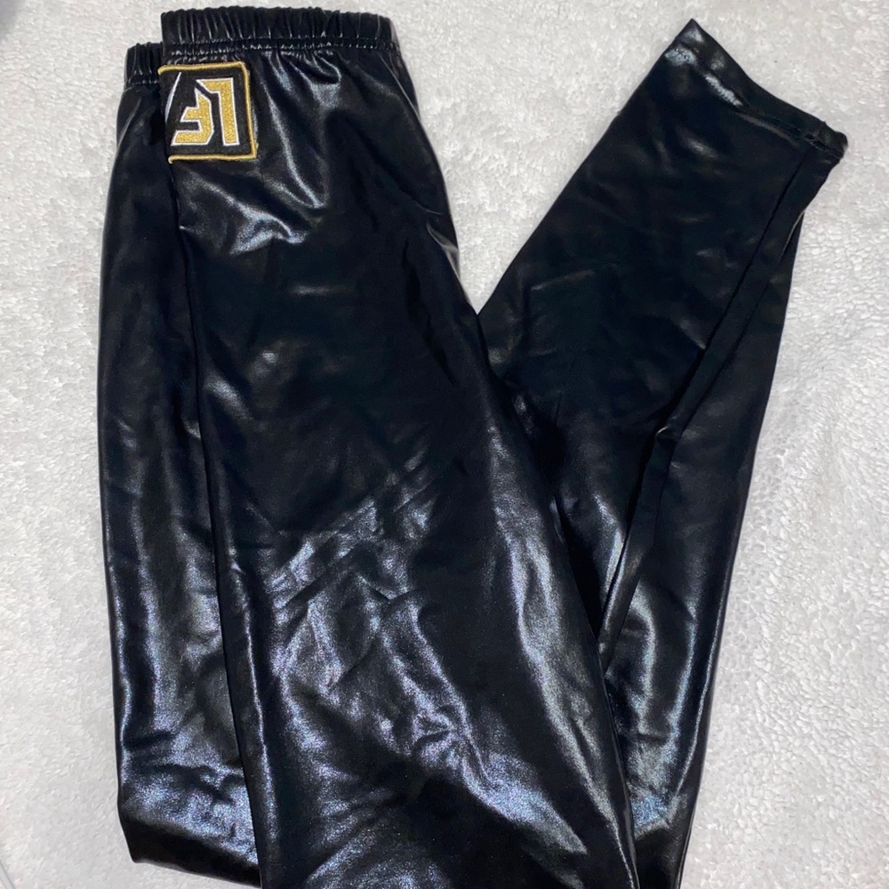 LF black shiny faux leather pants